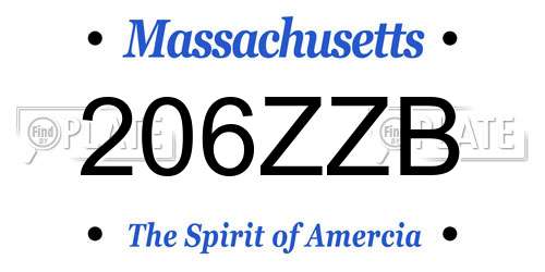 206ZZB Massachusetts License Plate