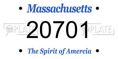 20701 Massachusetts License Plate