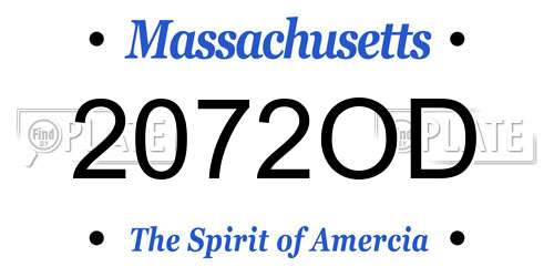 2072OD Massachusetts License Plate