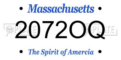 2072OQ Massachusetts License Plate