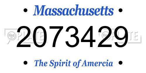 2073429 Massachusetts License Plate