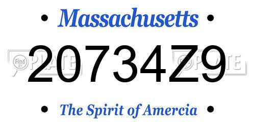 20734Z9 Massachusetts License Plate