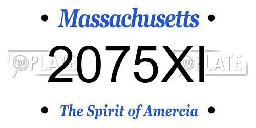 2075XI Massachusetts License Plate