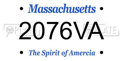 2076VA Massachusetts License Plate