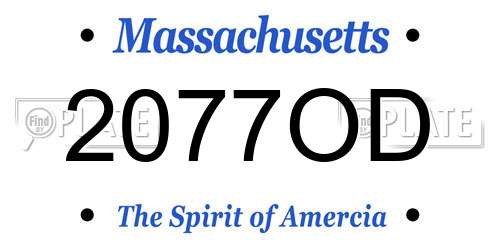 2077OD Massachusetts License Plate