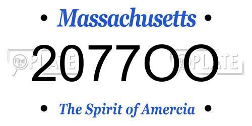 2077OO Massachusetts License Plate