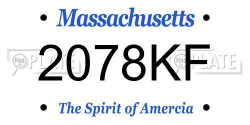 2078KF Massachusetts License Plate