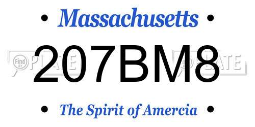 207BM8 Massachusetts License Plate
