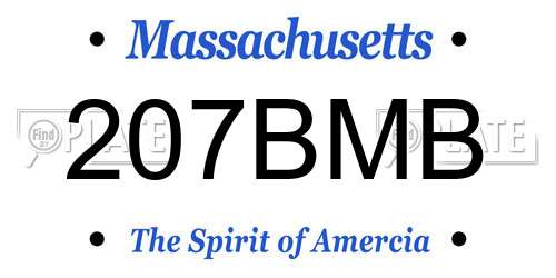 207BMB Massachusetts License Plate