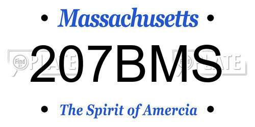 207BMS Massachusetts License Plate