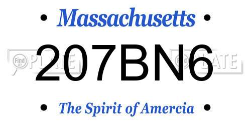 207BN6 Massachusetts License Plate