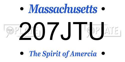 207JTU Massachusetts License Plate