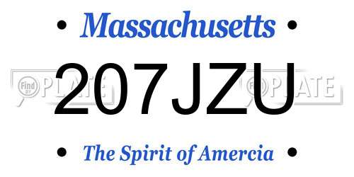 207JZU Massachusetts License Plate