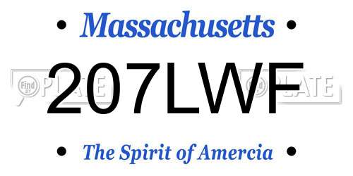 207LWF Massachusetts License Plate