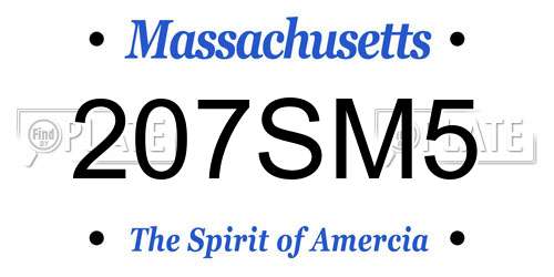 207SM5 Massachusetts License Plate