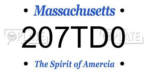 207TD0 Massachusetts License Plate