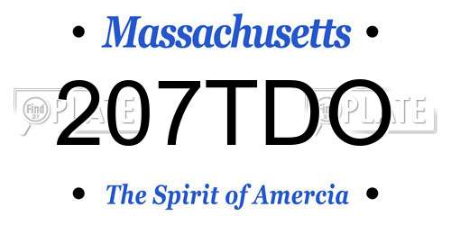 207TDO Massachusetts License Plate