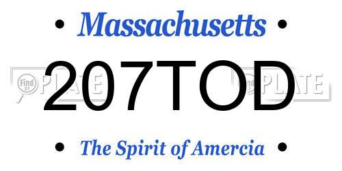 207TOD Massachusetts License Plate