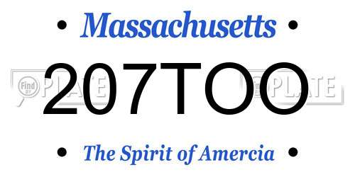 207TOO Massachusetts License Plate