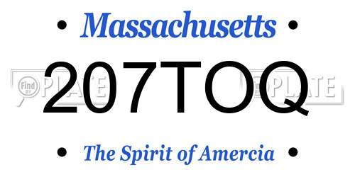207TOQ Massachusetts License Plate