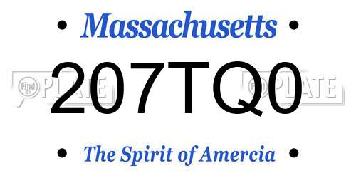 207TQ0 Massachusetts License Plate