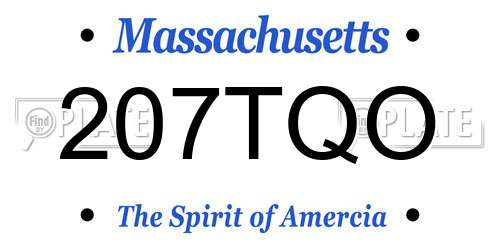 207TQO Massachusetts License Plate