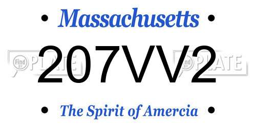 207VV2 Massachusetts License Plate