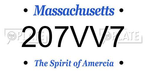 207VV7 Massachusetts License Plate