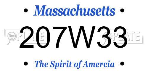 207W33 Massachusetts License Plate