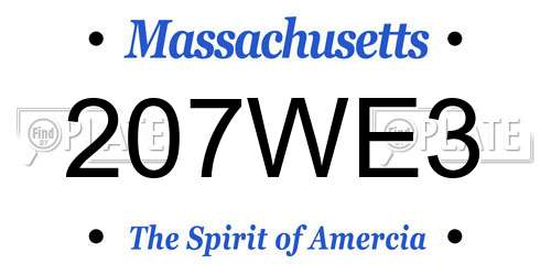207WE3 Massachusetts License Plate