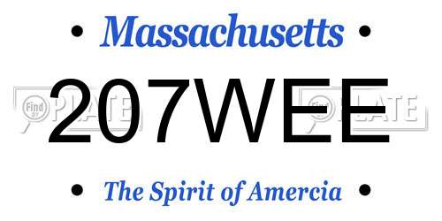 207WEE Massachusetts License Plate
