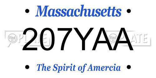 207YAA Massachusetts License Plate