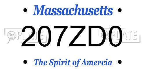 207ZD0 Massachusetts License Plate