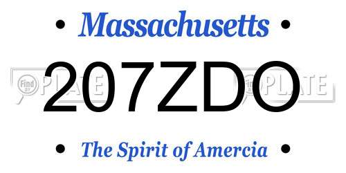 207ZDO Massachusetts License Plate