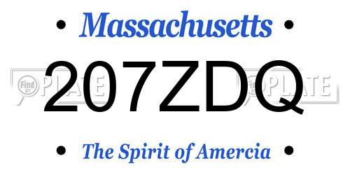 207ZDQ Massachusetts License Plate