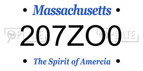 207ZO0 Massachusetts License Plate
