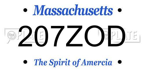 207ZOD Massachusetts License Plate