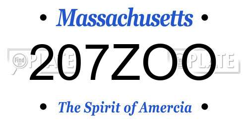 207ZOO Massachusetts License Plate