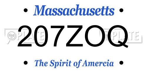 207ZOQ Massachusetts License Plate