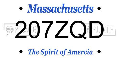 207ZQD Massachusetts License Plate