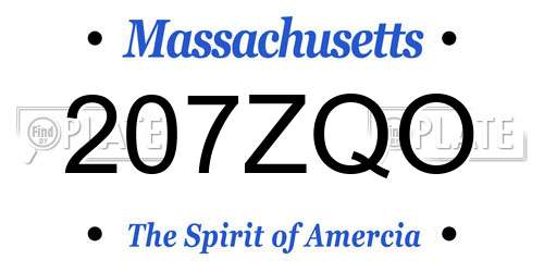 207ZQO Massachusetts License Plate