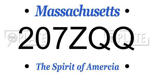 207ZQQ Massachusetts License Plate