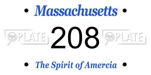 208 Massachusetts License Plate