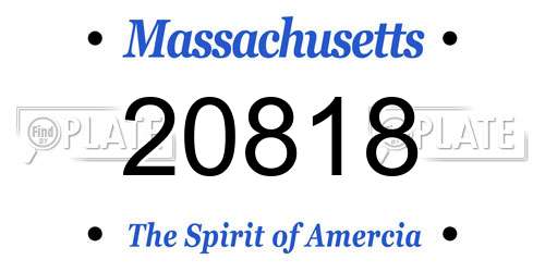 20818 Massachusetts License Plate