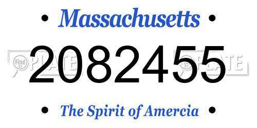 2082455 Massachusetts License Plate