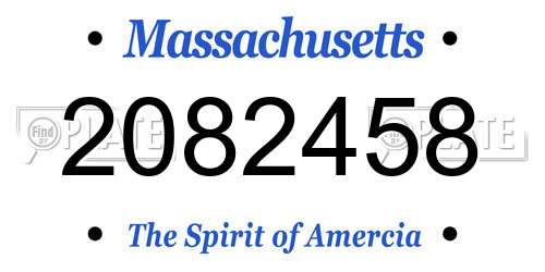 2082458 Massachusetts License Plate