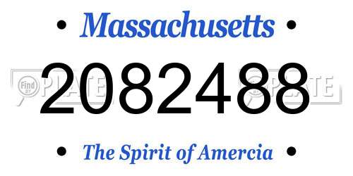 2082488 Massachusetts License Plate