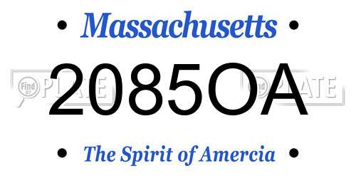 2085OA Massachusetts License Plate