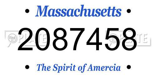 2087458 Massachusetts License Plate