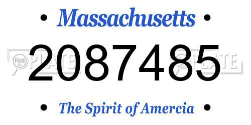 2087485 Massachusetts License Plate